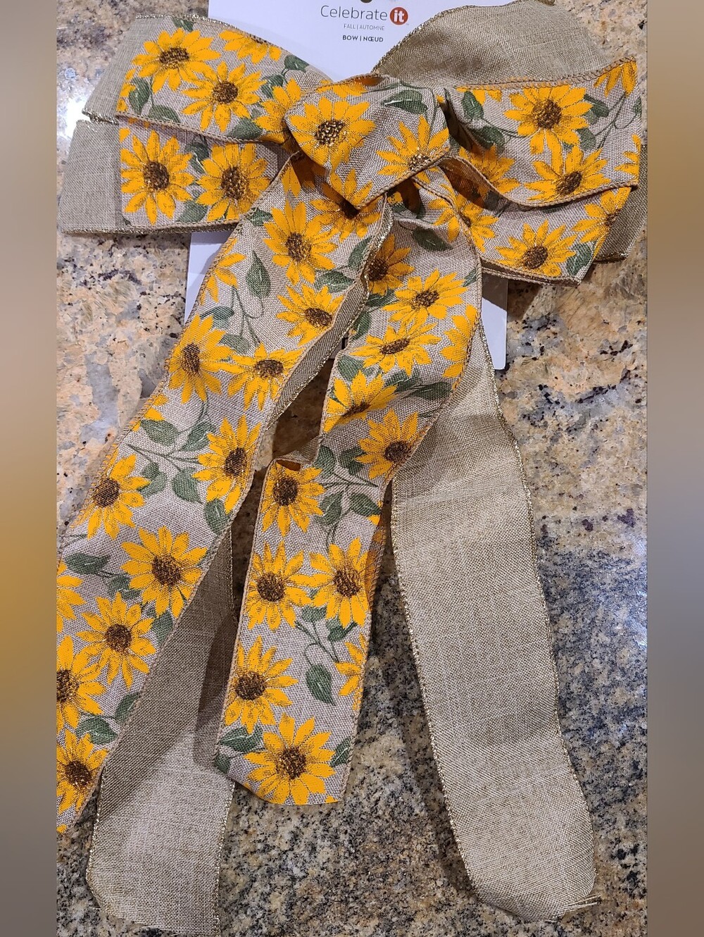 Celebrate It Sunflower Burlap Decorative Hair Bow in Yellow and Natural